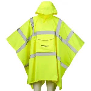 J. J. Keller® SAFEGEAR® Rain Poncho Type R Class 3 Hi-Vis