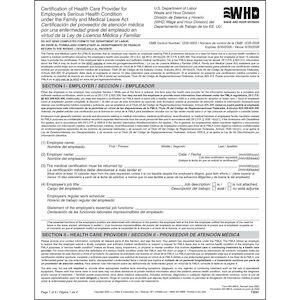 FMLA Employee’s Serious Health Condition – Certification Form WH-380-E, Bilingual