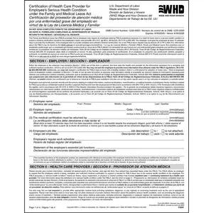 FMLA Employee’s Serious Health Condition – Certification Form WH-380-E, Bilingual