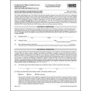 FMLA Certification for Military Family Leave for Qualifying Exigency – Form WH-384