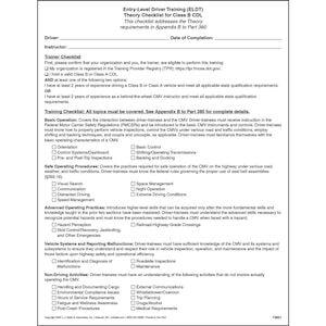 Entry-Level Driver Training (ELDT) Theory Checklist for Class B CDL