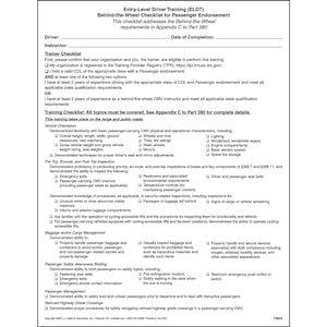 Entry-Level Driver Training (ELDT) Behind-the-Wheel Checklist for Passenger Endorsement