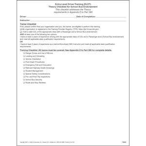 Entry-Level Driver Training (ELDT) Theory Checklist for School Bus Endorsement