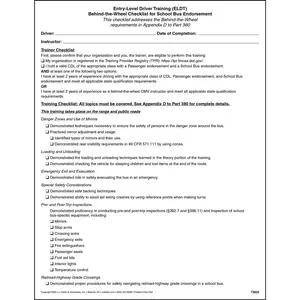 Entry-Level Driver Training (ELDT) Behind-the-Wheel Checklist for School Bus Endorsement