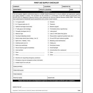 First Aid Supply and First Aid Program Checklist