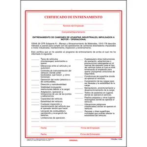 Powered Industrial Lift Truck Training Certificate - Operational - Spanish