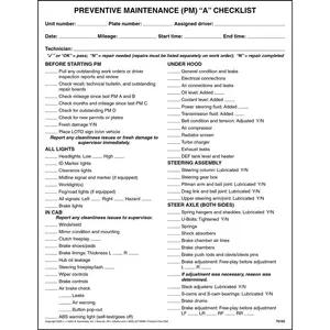 Preventative Maintenance (PM) A Checklist