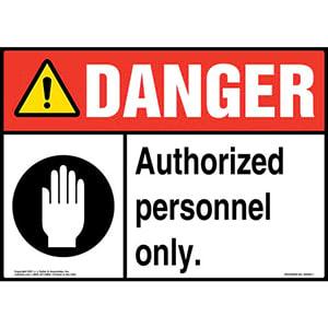 Danger: Authorized Personnel Only Sign with Icons - ANSI