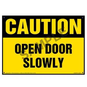 Caution: Open Door Slowly Sign - OSHA