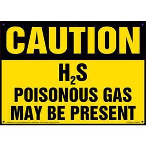 Caution: H2S Poisonous Gas May Be Present Sign - OSHA