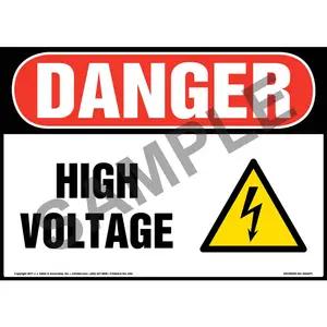 Danger: High Voltage - OSHA Electrical Sign