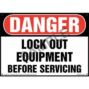 Danger: Lockout Equipment Before Servicing - OSHA Sign