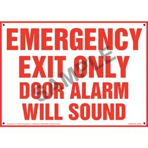 Emergency Exit Only Door Alarm Will Sound Sign