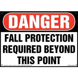 Danger: Fall Protection Required Beyond This Point - OSHA Sign