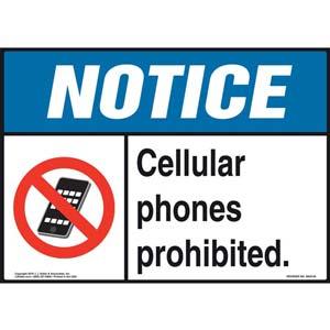 Notice: Cellular Phones Prohibited Sign - ANSI