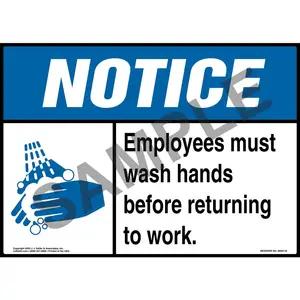 Notice: Employees Must Wash Hands - ANSI Sign