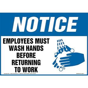 Notice: Employees Must Wash Hands - OSHA Sign
