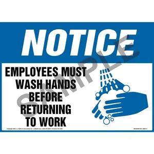 Notice: Employees Must Wash Hands - OSHA Sign