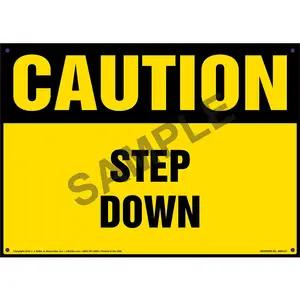 Caution: Step Down - OSHA Sign
