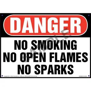 Danger: No Smoking, No Open Flames, No Sparks Sign - OSHA