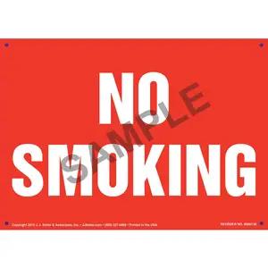 No Smoking Sign - White Text on Red