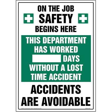 Department Has Worked X Days Without A Lost Time Accident Sign