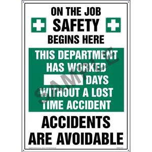 Department Has Worked X Days Without A Lost Time Accident Sign