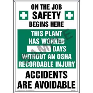 Plant Has Worked X Days Without An OSHA Recordable Injury Sign