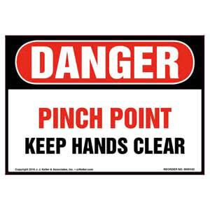 Danger: Pinch Point Keep Hands Clear Label - OSHA