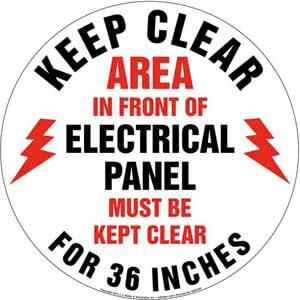 Keep Clear Area In Front Of Electrical Panel Sign
