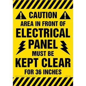 Caution: Keep Area In Front Of Electrical Panel Clear Floor Sign