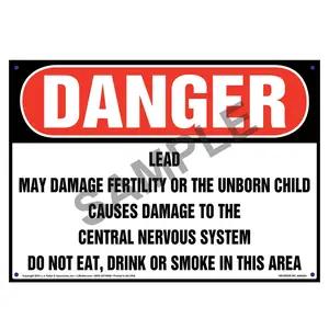 Danger: Lead, Do Not Eat, Drink or Smoke in Area Sign - OSHA
