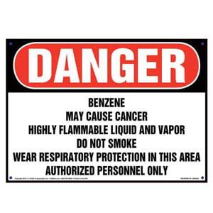 Danger: Benzene, Authorized Personnel Only Sign - OSHA