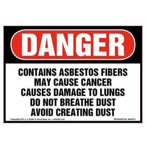 Danger: Contains Asbestos Fibers, Avoid Creating Dust Label - OSHA