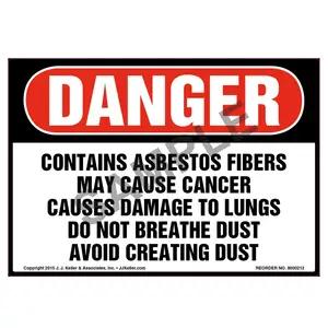 Danger: Contains Asbestos Fibers, Avoid Creating Dust Label - OSHA