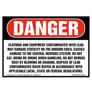 Danger: Clothing & Equipment Contaminated with Lead Label - OSHA