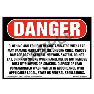 Danger: Clothing & Equipment Contaminated with Lead Label - OSHA