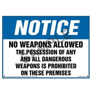 Notice: No Weapons Allowed - OSHA Sign