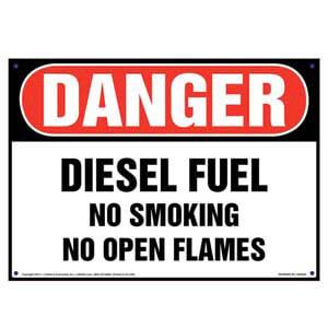 Danger: Diesel Fuel No Smoking No Open Flames Sign - OSHA