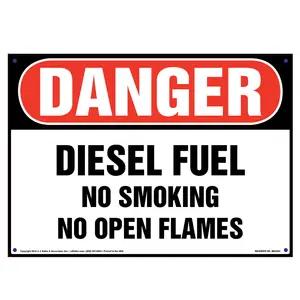 Danger: Diesel Fuel No Smoking No Open Flames Sign - OSHA