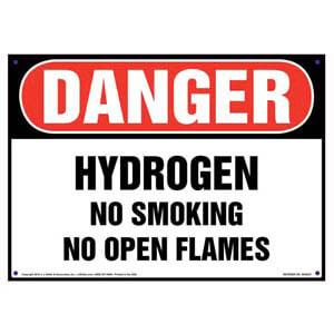 Danger: Hydrogen, No Smoking/Open Flames Sign - OSHA