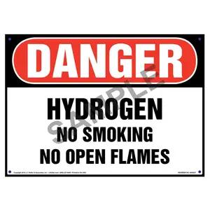 Danger: Hydrogen, No Smoking/Open Flames Sign - OSHA