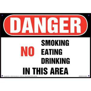 Danger: No Smoking Eating Drinking In This Area Sign - OSHA