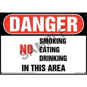 Danger: No Smoking Eating Drinking In This Area Sign - OSHA