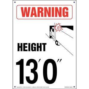 Warning: Vehicle Height 13' 0" Sign