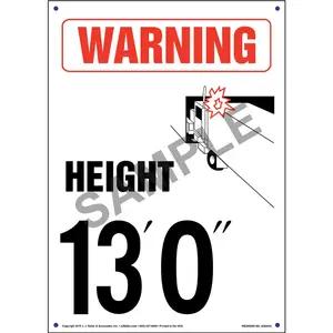 Warning: Vehicle Height 13' 0" Sign