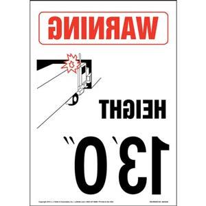Warning: Vehicle Height 13' 0" Sign - Mirror Image