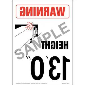 Warning: Vehicle Height 13' 0" Sign - Mirror Image