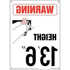 Warning: Vehicle Height 13' 6" Sign - Mirror Image
