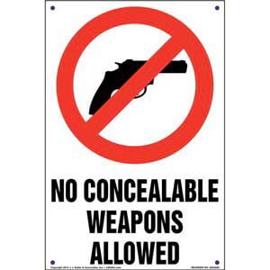 No Concealed Weapons Allowed Sign